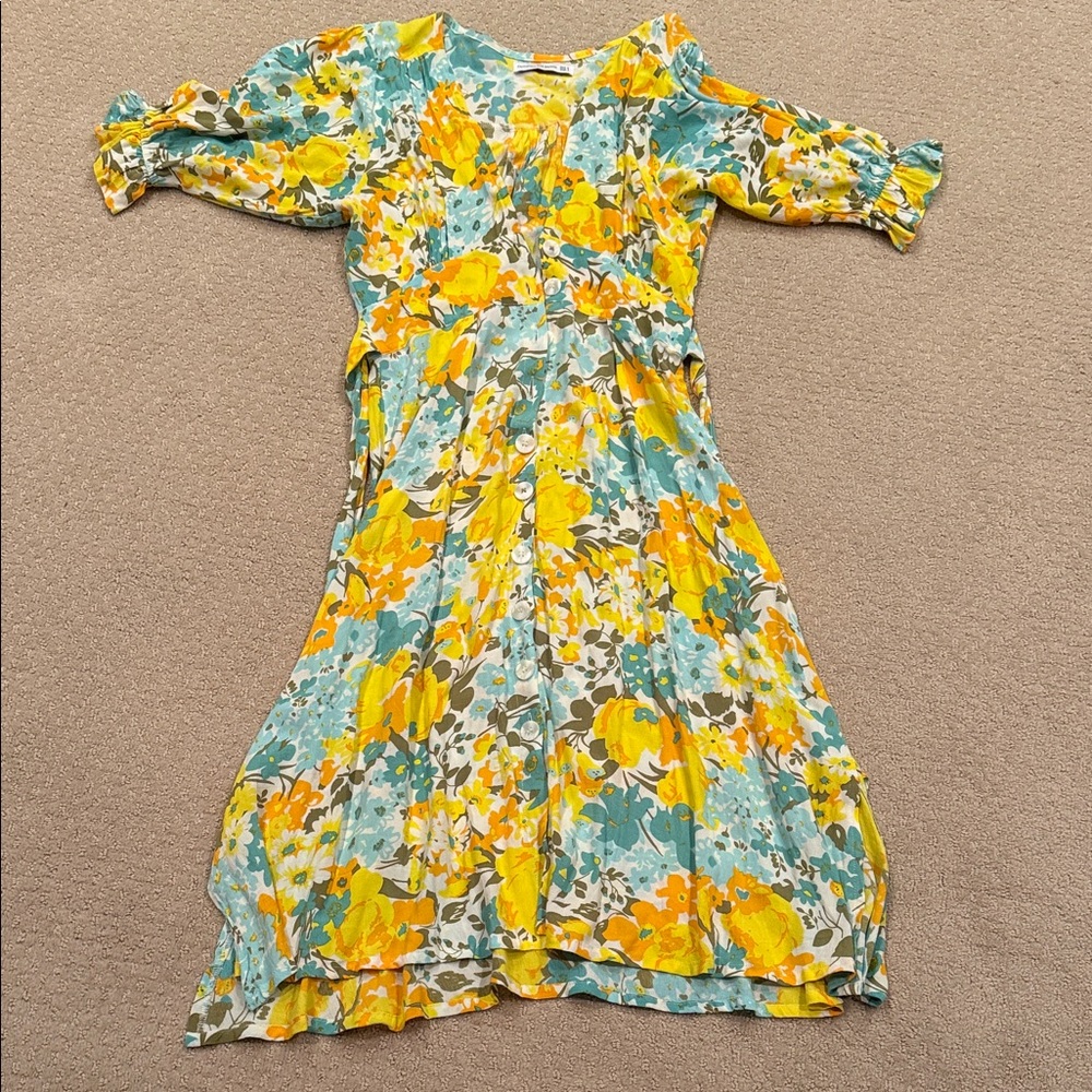 Faithful The Brand Floral Dress in Yellow and Blue